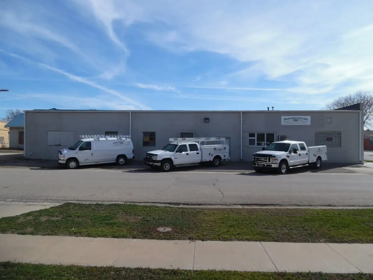 Frontier Electric LLC building and service trucks in Moundridge Kansas